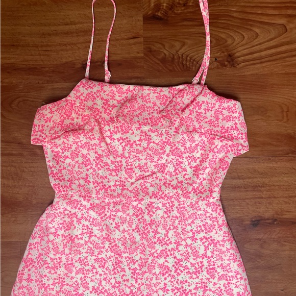Pink White Ditsy Small Floral Flower Ruffle Mini Sundress Trixxi Size S - Picture 4 of 5